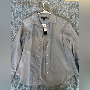 Banana Republic Navy and white long sleeve button down